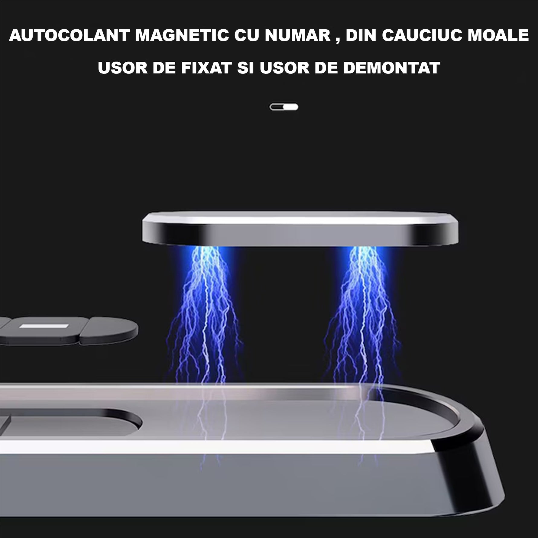 Suport Auto Numar Telefon Parbriz, Flippy, Aliaj de Aluminiu, Lipire cu Banda Dubla Adeziva, 13,8 cm, Negru