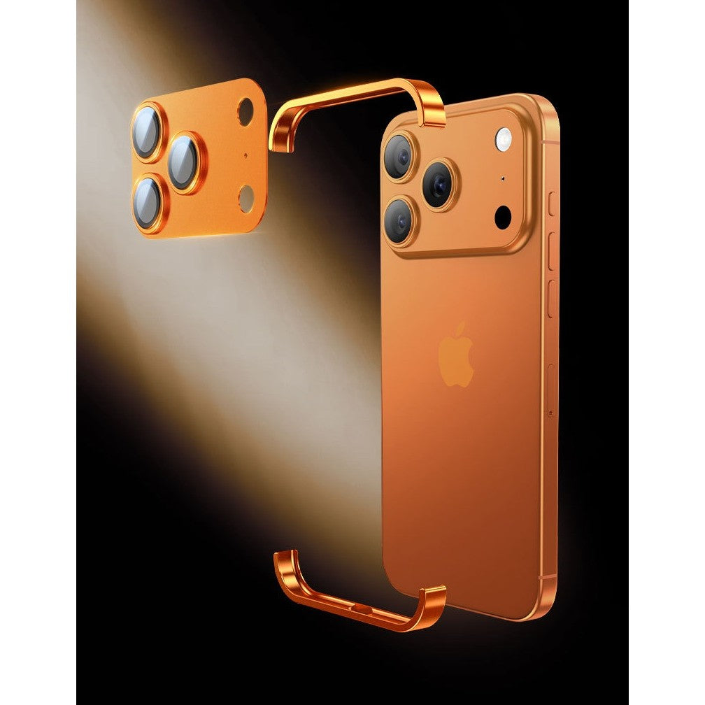 Carcasa de Telefon, Flippy, Compatibila Apple iPhone 17 Pro, Fara Rama, doar Colturi si Camera, din Metal, Grosime 0.1