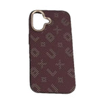 Carcasa Magnetica, Flippy, Compatibila Apple iPhone 17, din Fibra de Carbon, Litere Fosforescente, Maro