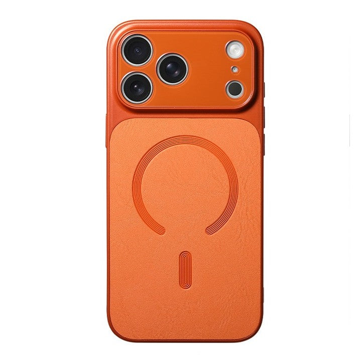 Carcasa Magnetica Mata, Flippy, Compatibila iPhone 17 Air, din TPU/PC si Piele Ecologica, Portocaliu