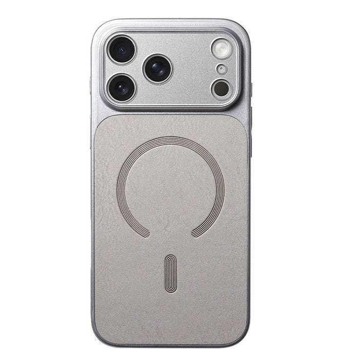 Carcasa Magnetica Mata, Flippy, Compatibila iPhone 17 Air, din TPU/PC si Piele Ecologica, Argintiu