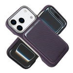 Husa MagSafe pentru iPhone 17 Pro, Flippy, Suport Card Detasabil, Carcasa pentru Telefon, Textura Fibra de Carbon,