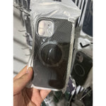 Husa MagSafe pentru iPhone 17 Pro, Flippy, Suport Card Detasabil, Carcasa pentru Telefon, Textura Fibra de Carbon,