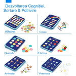Carte Senzoriala Educativa Montessori, Flippy, Dezvoltare Abilitati Motorii, 5 Pagini, Model Dinozauri, 28x22x7 cm,