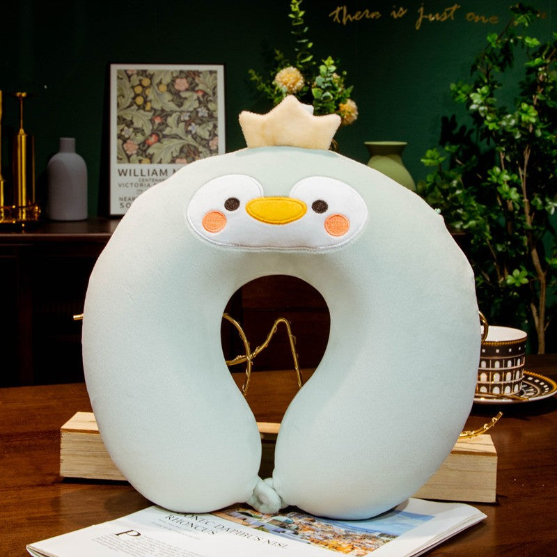 Perna de Calatorie in Forma de U, Flippy, Pentru Gat si Cap, Umplutura din Spuma cu Memorie, 30x30 cm, Model Pinguin,