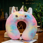 Perna de Calatorie in Forma de U, Flippy, Pentru Gat si Cap, Umplutura din Spuma cu Memorie, 30x30 cm, Model Unicorn,