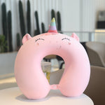 Perna de Calatorie in Forma de U, Flippy, Pentru Gat si Cap, Umplutura din Spuma cu Memorie, 30x30 cm, Model Unicorn,