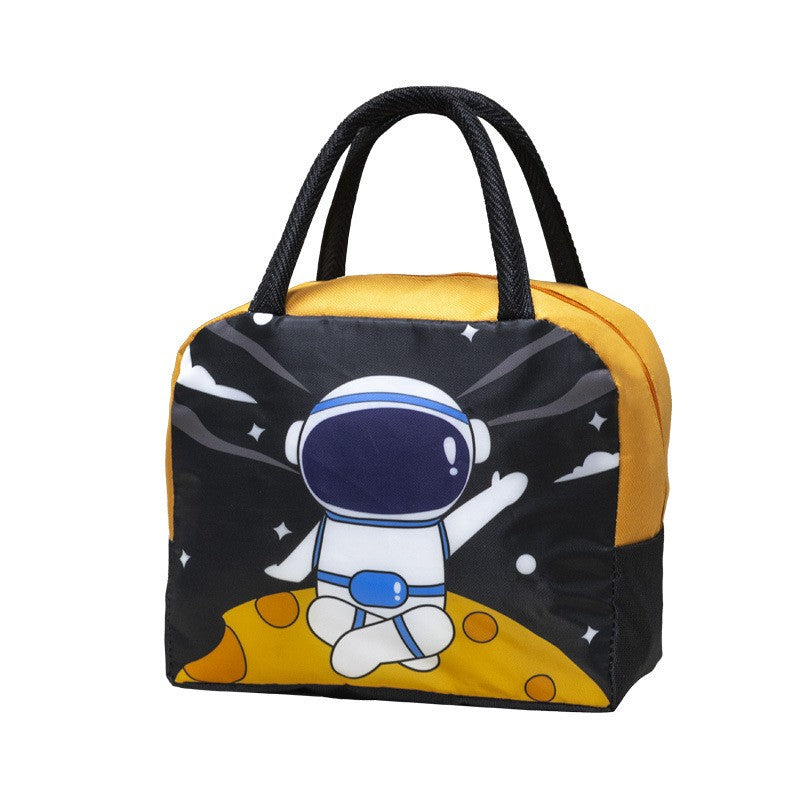 Geanta Termoizolanta pentru Copii, Flippy, 23x13x19 cm, Model Imprimeu Astronaut, din Folie de Aluminiu si Panza