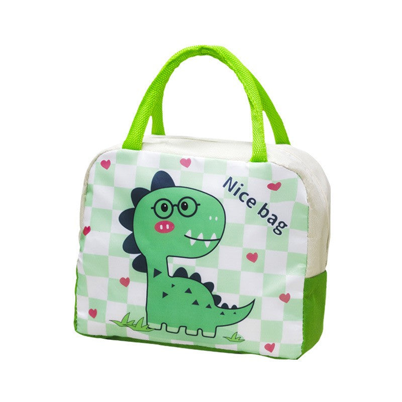 Geanta Termoizolanta pentru Copii, Flippy, 23x13x19 cm, Model Imprimeu Dinozaur, din Folie de Aluminiu si Panza Oxford,