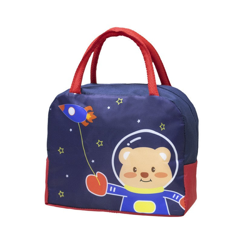 Geanta Termoizolanta pentru Copii, Flippy, 23x13x19 cm, Model Imprimeu Ursulet Astronaut, din Folie de Aluminiu si