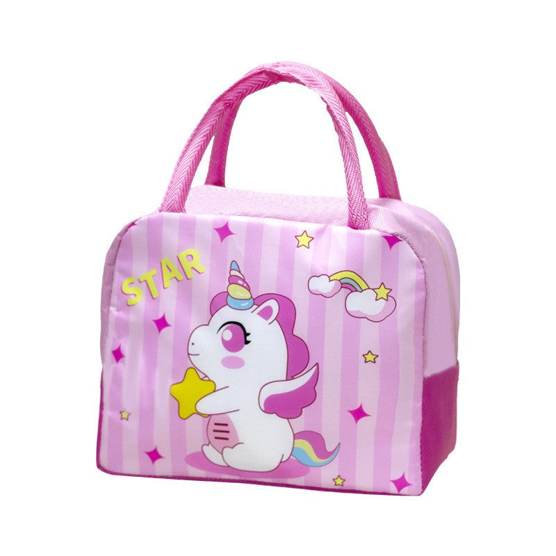 Geanta Termoizolanta pentru Copii, Flippy, 23x13x19 cm, Model Imprimeu Unicorn, din Folie de Aluminiu si Panza Oxford,