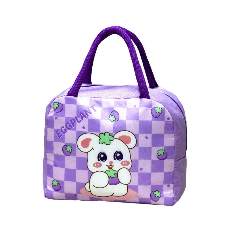 Geanta Termoizolanta pentru Copii, Flippy, 23x13x19 cm, Model Imprimeu Iepuras, din Folie de Aluminiu si Panza Oxford,