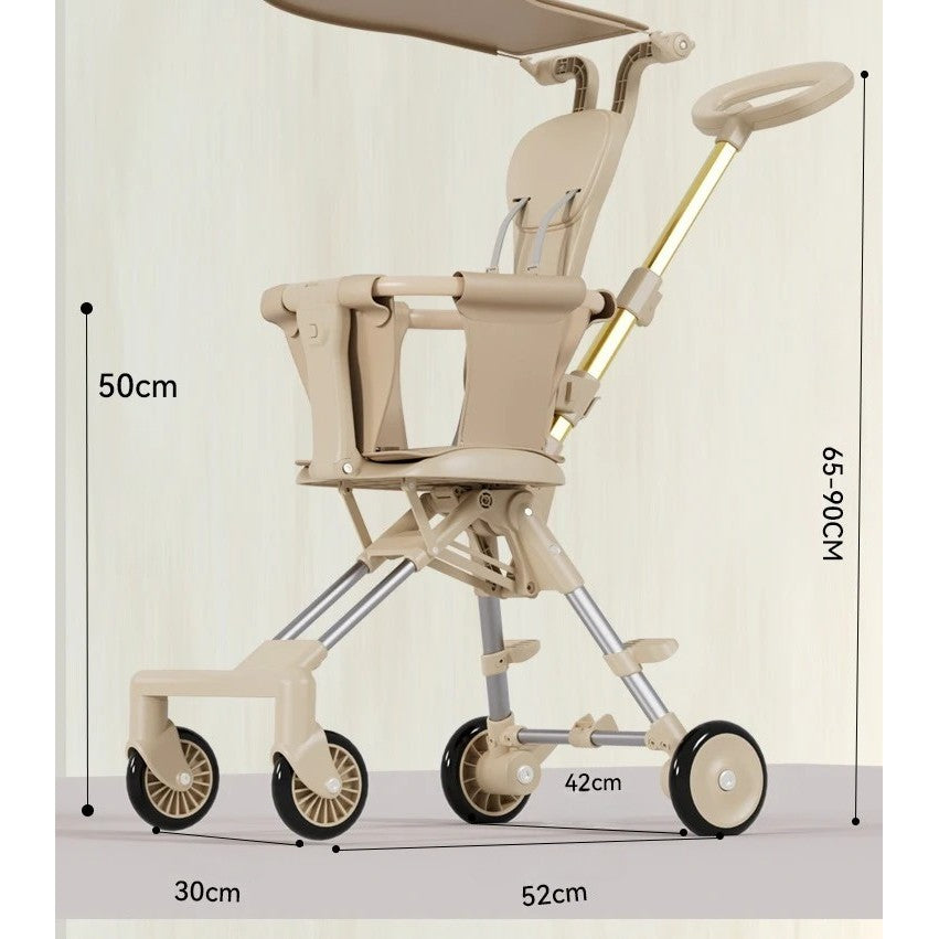 Carucior Pliabil, Flippy, 1-3 Ani, Reversibil, 4 Roti, Parasolar, din Aliaj de Aluminiu + Plastic + Textil, 52 x 42 x