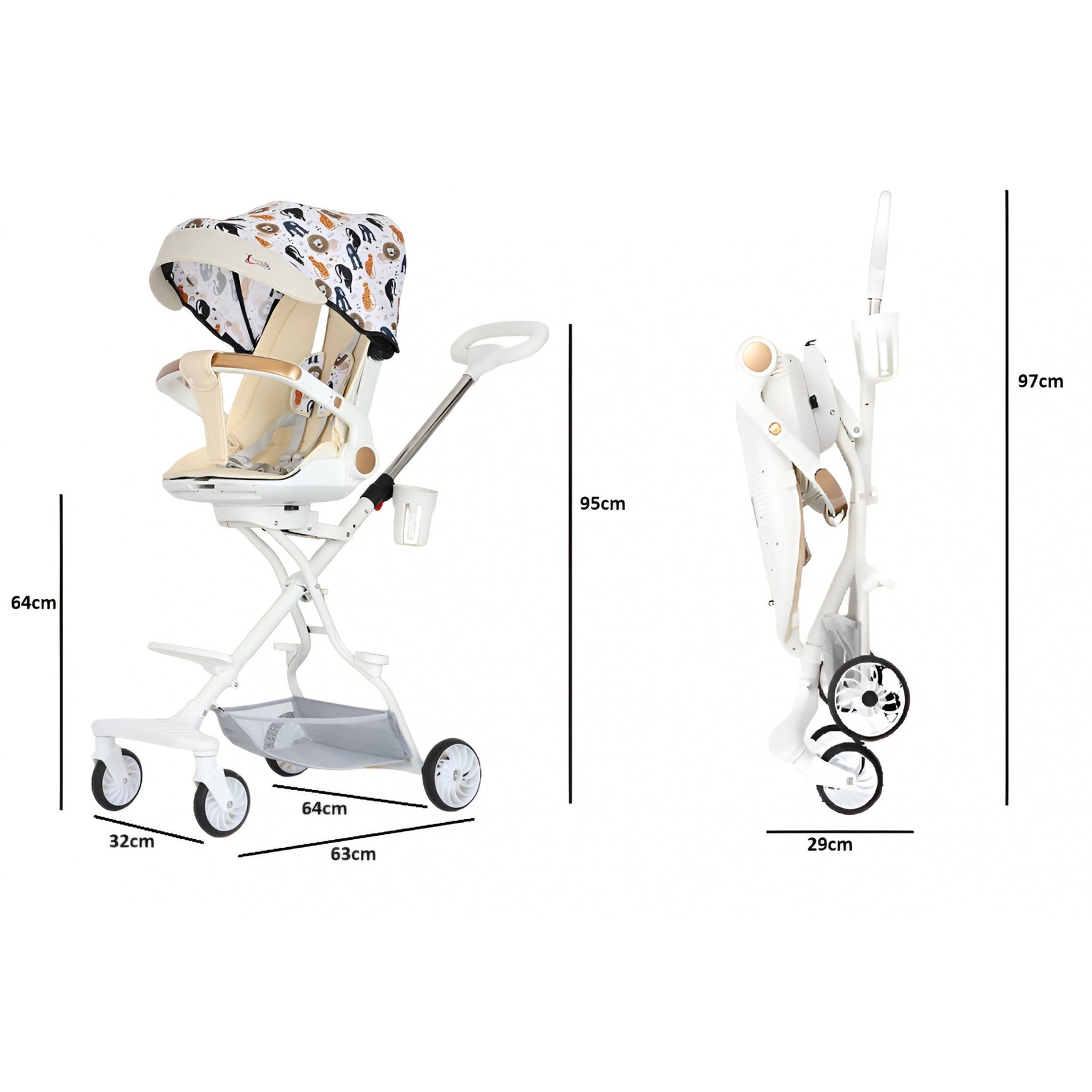 Carucior Sport Flippy 3in1, 6-36 Luni, Reversibil, Pliabil, Tavita pentru Masa, Pozitie de Somn, Centura de Siguranta,