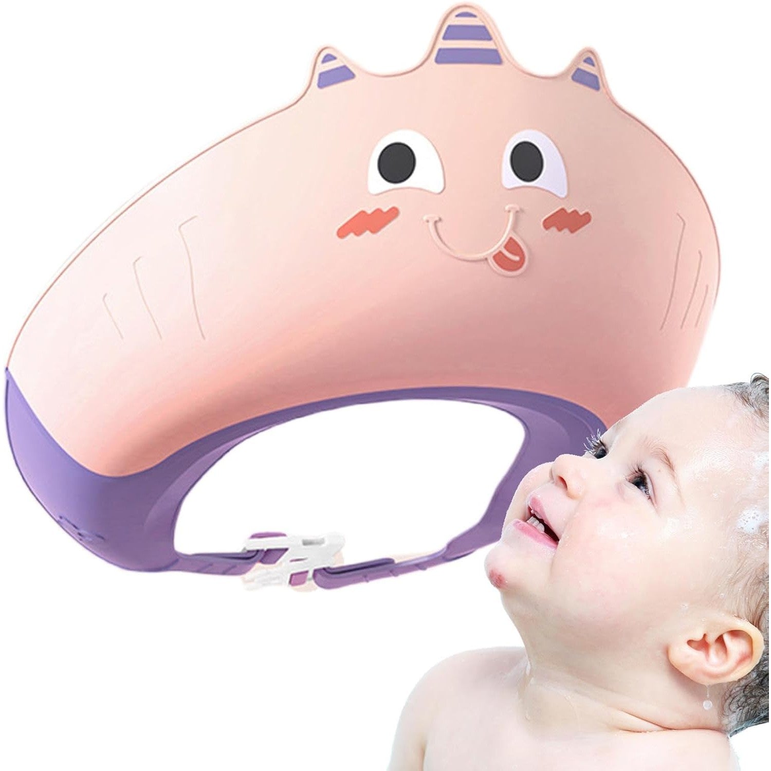 Casca de Dus, Flippy, Previne Scurgerea Apei si Samponului pe Fata, 0-12 Ani, Ajustabila, din TPE+PP, 20 x 23 cm, Model