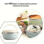 Caserola pentru alimente Flippy, lunch box, 700 ml, otel inoxidabil, maner, valva aerisire, inchidere etansa, 15 x 8.5