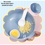 Caserola pentru copii Flippy, lunch box, 750 ml, doua boluri, lingura, foarfeca din plastic, rezistenta la scurgeri,