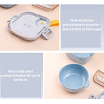 Caserola pentru copii Flippy, lunch box, 750 ml, doua boluri, lingura, foarfeca din plastic, rezistenta la scurgeri,