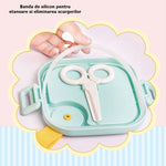 Caserola pentru copii Flippy, lunch box, 750 ml, doua boluri, lingura, foarfeca din plastic, rezistenta la scurgeri,