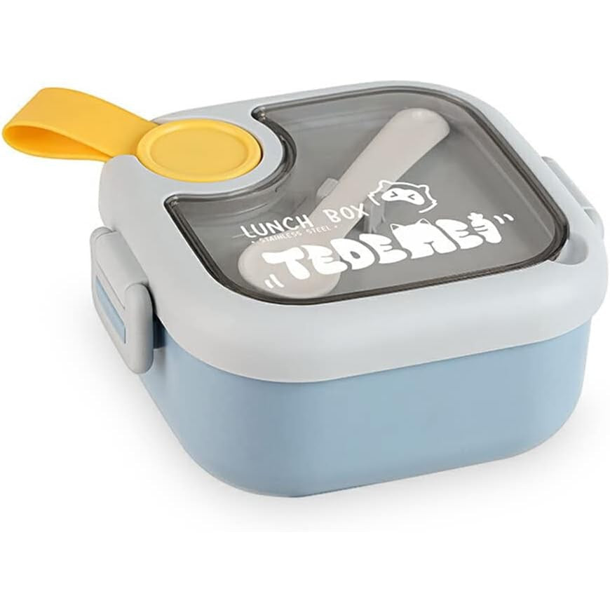 Caserola pentru copii Flippy, lunch box, 750 ml, doua boluri, lingura, foarfeca din plastic, rezistenta la scurgeri,