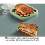Caserola pentru sandwich Flippy, din silicon si polipropilena, portabil, usor de curatat, capac anti-scurgere,
