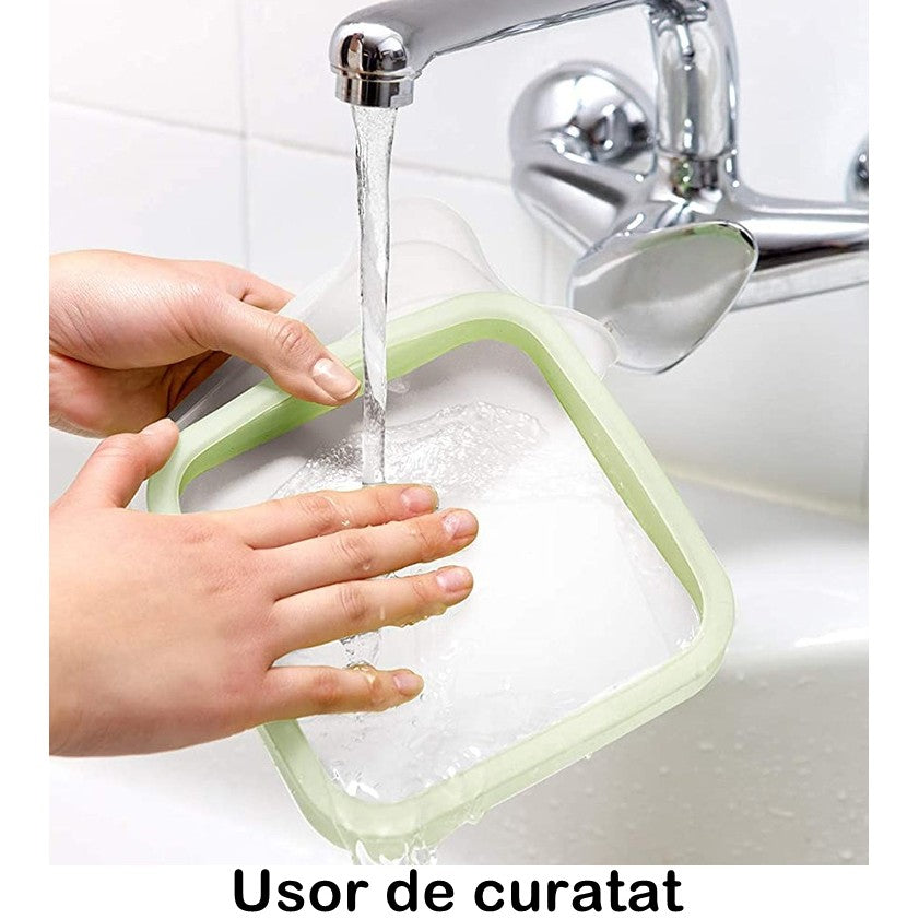 Caserola pentru sandwich Flippy, din silicon si polipropilena, portabil, usor de curatat, capac anti-scurgere,