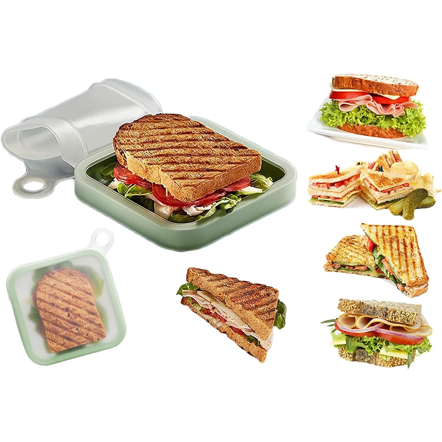 Caserola pentru sandwich Flippy, din silicon si polipropilena, portabil, usor de curatat, capac anti-scurgere,