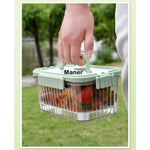 Caserola portabila pentru mancare fresh Flippy, 550 ml, furculita pentru fructe, 7 x 11.5 x 16 cm, capac detasabil