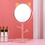 Oglina Cosmetica cu Picior, Flippy, HD, Rotire 360 Grade, 15 cm Diametru, Suport Bijuterii Baza Rotunda + 2 Brate,