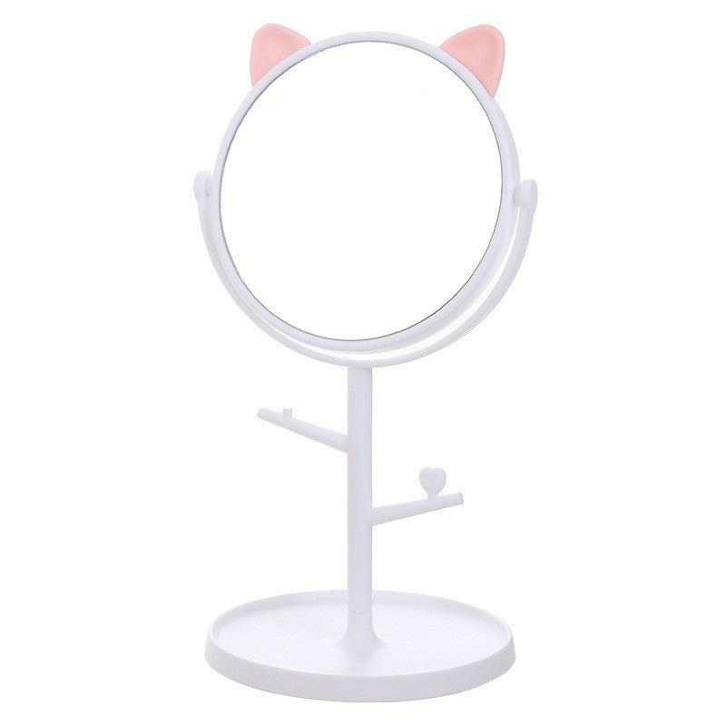Oglina Cosmetica cu Picior, Flippy, HD, Rotire 360 Grade, 15 cm Diametru, Suport Bijuterii Baza Rotunda + 2 Brate,