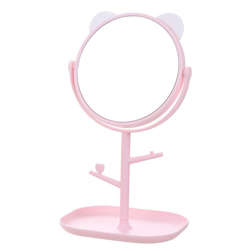 Oglina Cosmetica cu Picior, Flippy, HD, Rotire 360 Grade, 15 cm Diametru, Suport Bijuterii Baza + Brate, Model cu