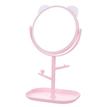 Oglina Cosmetica cu Picior, Flippy, HD, Rotire 360 Grade, 15 cm Diametru, Suport Bijuterii Baza + Brate, Model cu