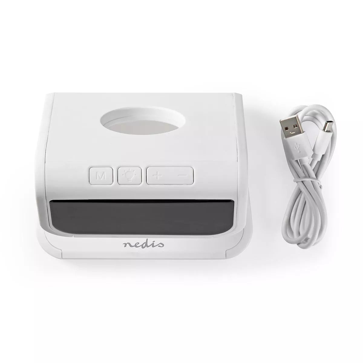 Ceas cu alarma Nedis incarcator wireless Qi lumina multicolora alb