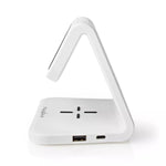Ceas cu alarma Nedis incarcator wireless Qi lumina multicolora alb