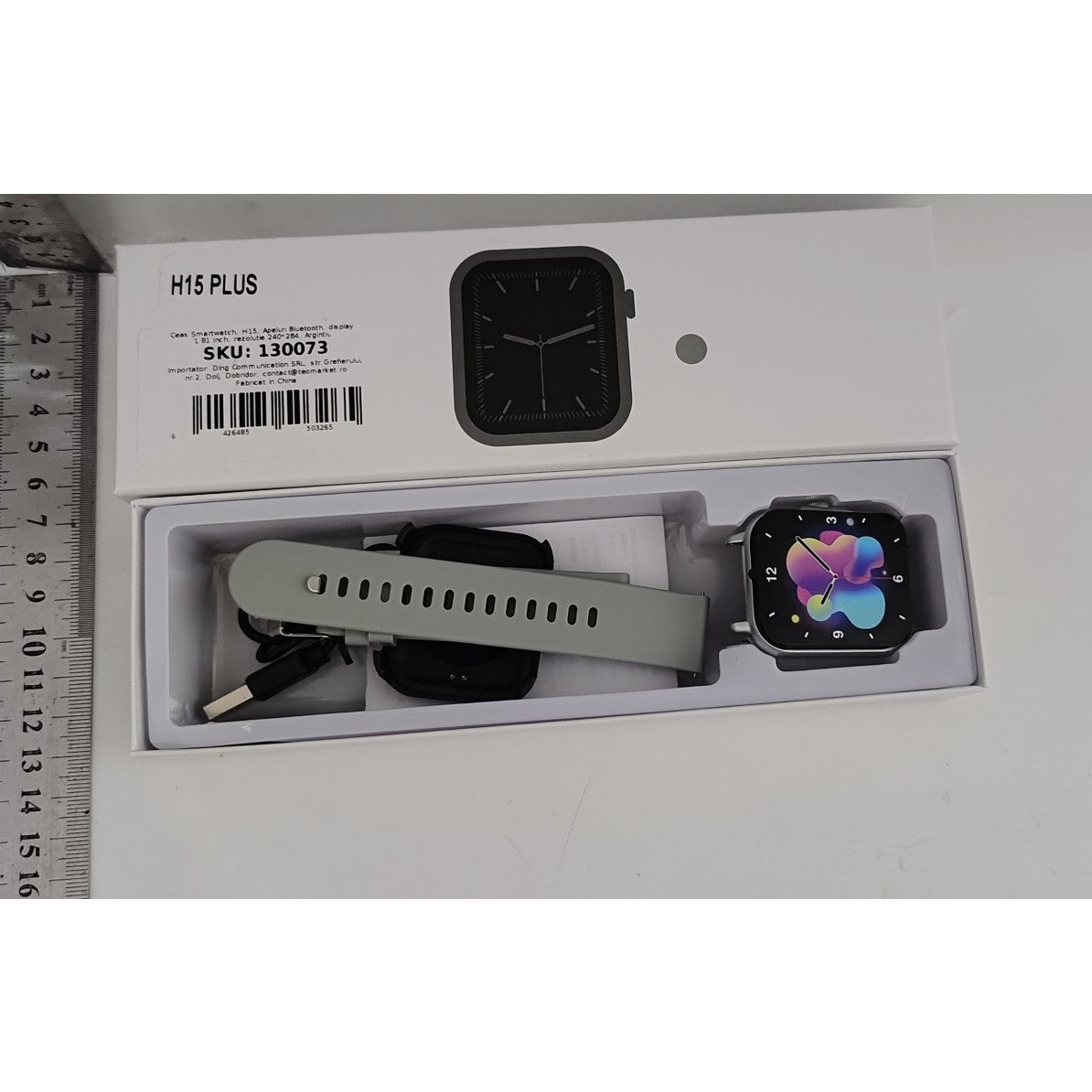 Ceas Smartwatch, Flippy, Editia H15, Apeluri Bluetooth, Afisaj 1.81 inch, Rezolutie 240 x 284, Puls, Siri, Baterie 180