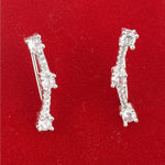 Cercei din Argint 925, Jolie Silver, pentru Dama, Model Bagheta pe Lob cu Pietre, 2.37 g, Design Fin si Romantic,