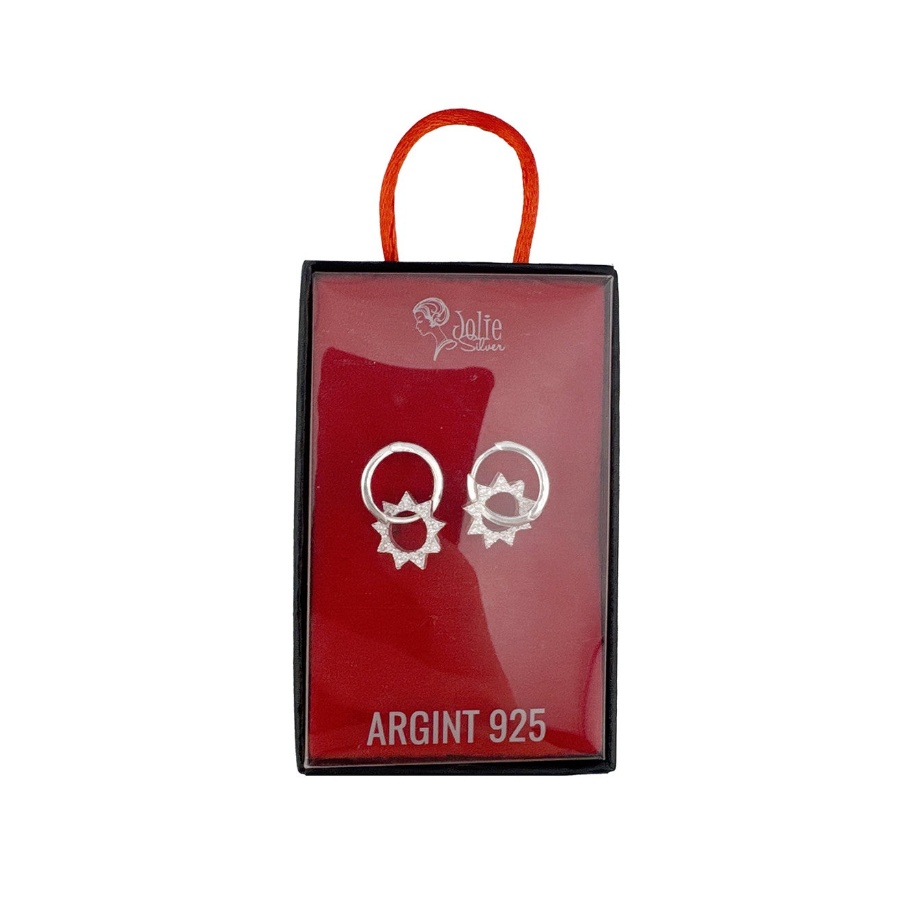 Cercei din Argint 925, Jolie Silver, pentru Dama, Model Soare cu Cristale, 2.55 g, Design Elegant si Romantic, Argintiu
