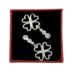 Cercei din Argint 925, Jolie Silver, pentru Dama, Model Trifoi Contur Cu 3 Pietre, 4.30 g, Argintiu