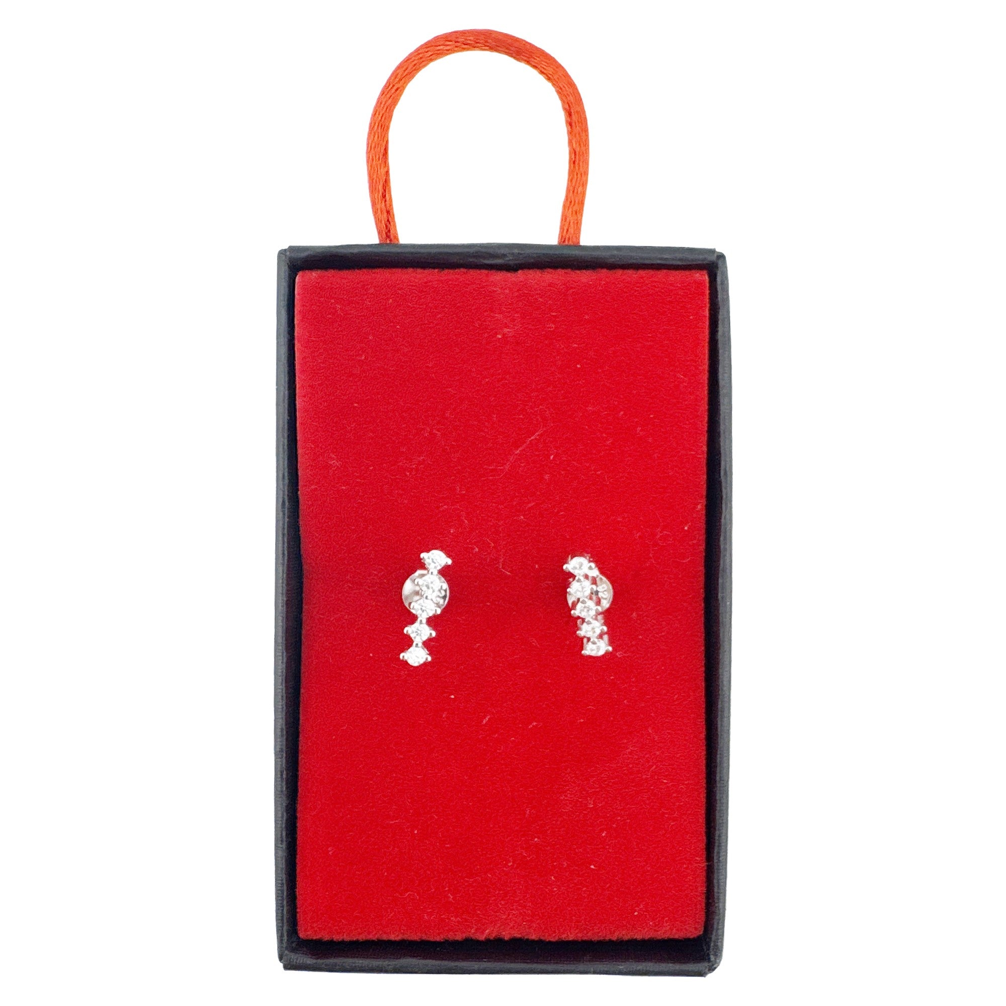 Cercei Dama Argint 925, Jolie, Model Bagheta cu 5 Pietre mici, 1.04 g, Argintiu