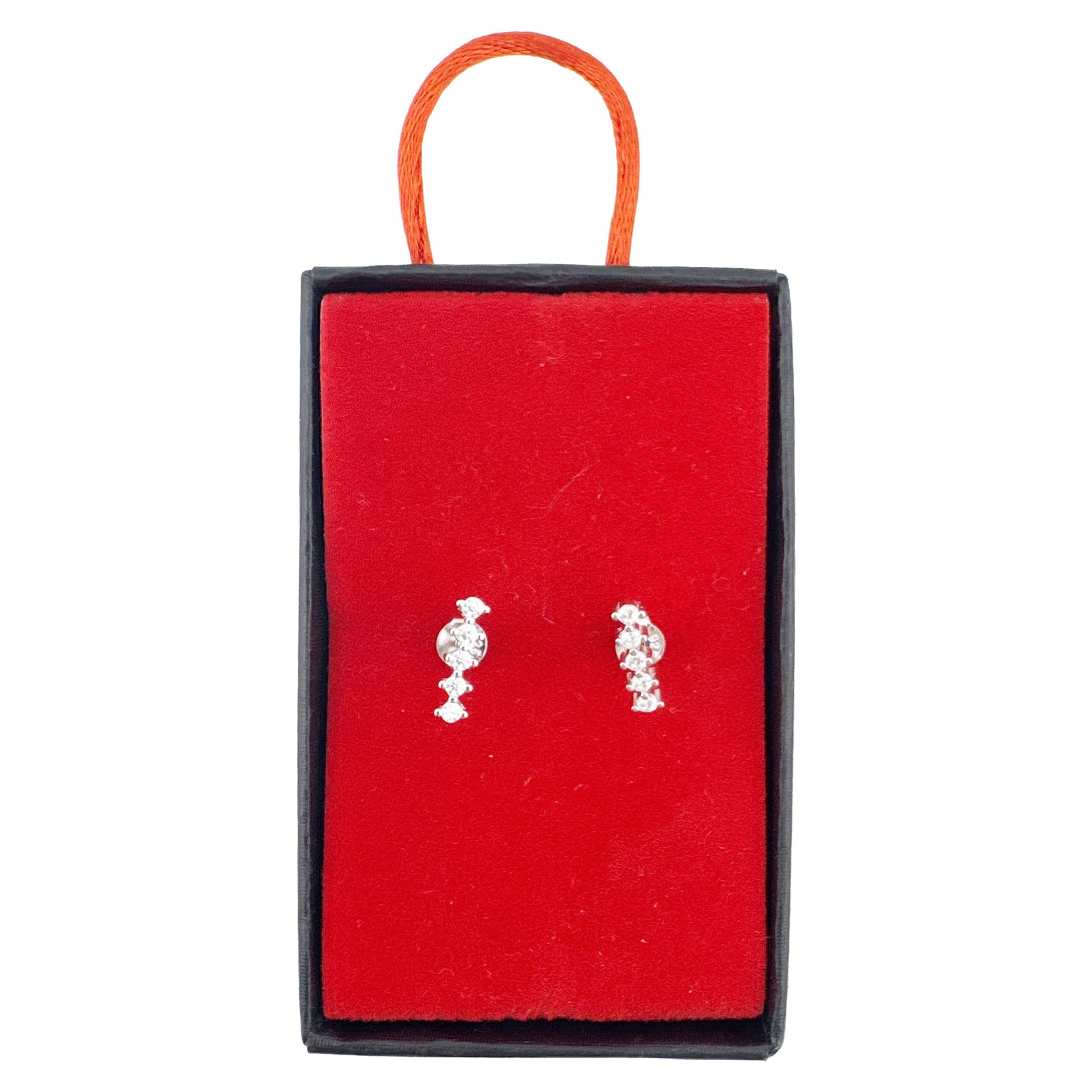 Cercei Dama Argint 925, Jolie, Model Bagheta cu 5 Pietre mici, 1.04 g, Argintiu