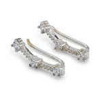 Cercei din Argint 925, Jolie Silver, pentru Dama, Model Bagheta pe Lob cu Pietre, 2.37 g, Design Fin si Romantic,