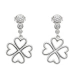 Cercei din Argint 925, Jolie Silver, pentru Dama, Model Trifoi Contur Cu 3 Pietre, 4.30 g, Argintiu