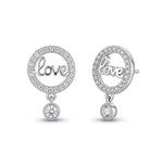 Cercei din Argint 925, Jolie Silver, pentru Dama, Model Love in Cerc cu Cristale, 1.74 g, Design Minimalist Elegant,