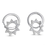 Cercei din Argint 925, Jolie Silver, pentru Dama, Model Soare cu Cristale, 2.55 g, Design Elegant si Romantic, Argintiu