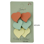 Cercei Dama de Primavara, Jolie, Model 3 Inimi, Eleganti si Moderni, 2.5 x 1.5 cm per unitate, Multicolor