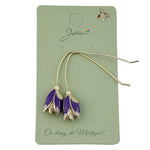 Cercei Dama de Primavara, Jolie, Model Flori Iris, Eleganti si Moderni, 7 x 1 cm per unitate, Mov