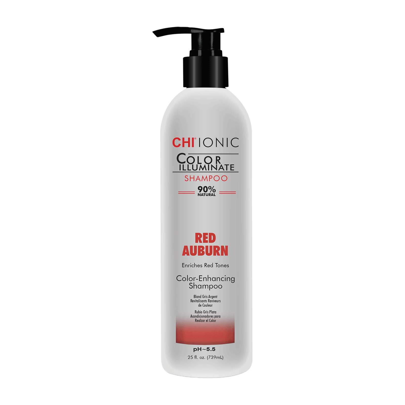 Chi, Ionic Color Illuminate, Fără parabeni, Șampon pentru colorarea părului, Pentru culoarea naturală a părului și părul vopsit,  Red Auburn, 739 ml - Olmarkt