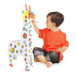 Jucarie Educativa pentru Copii, Flippy, Model Girafa 3D, Set de Asamblat si Colorat din Carton, Puzzle 3D Educativ, 31