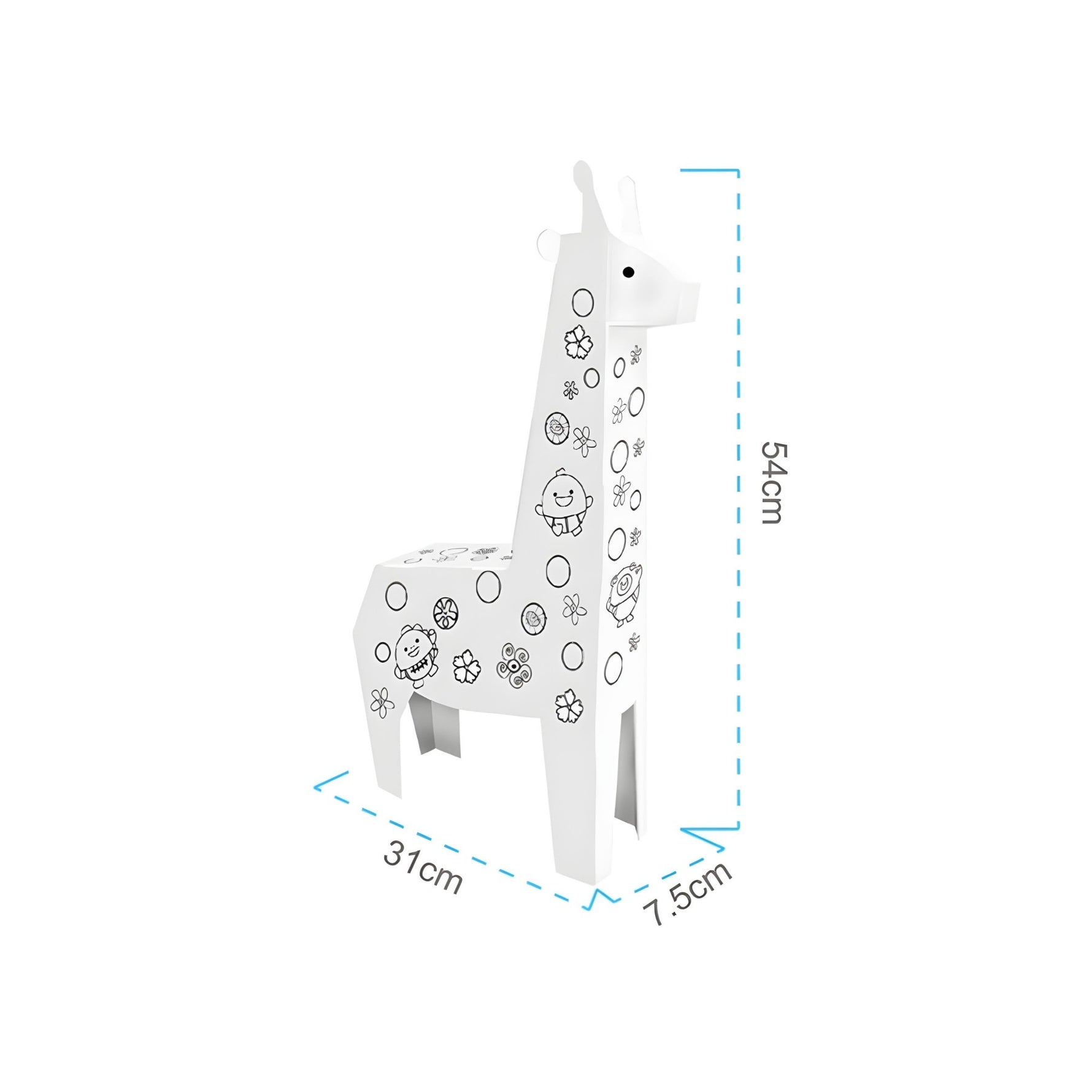 Jucarie Educativa pentru Copii, Flippy, Model Girafa 3D, Set de Asamblat si Colorat din Carton, Puzzle 3D Educativ, 31