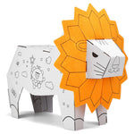 Jucarie Educativa pentru Copii, Flippy, Model Leu 3D, Puzzle 3D de Asamblat si Colorat din Carton, Educativ, 41 x 12 x